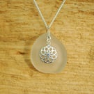 Celtic charm on beach glass pendant