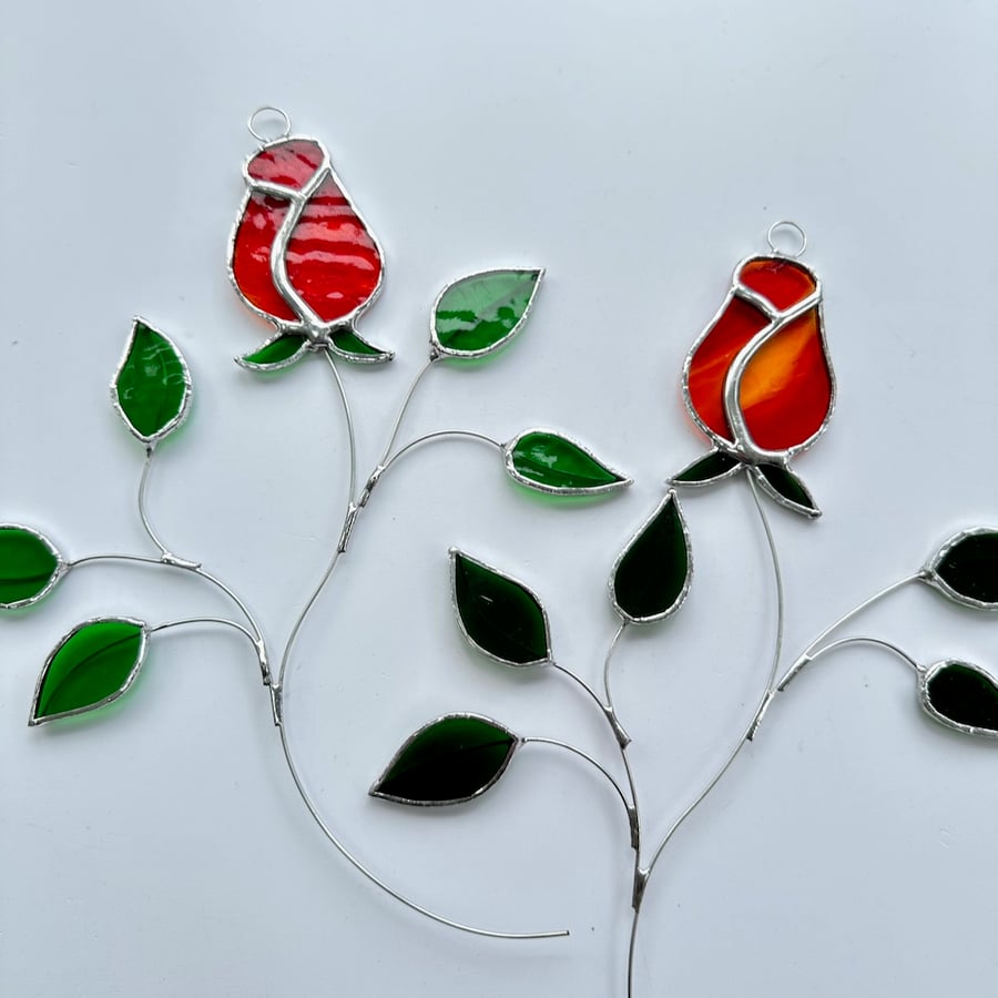 Stained Glass Rose Suncatcher Handmade Hangin... Folksy