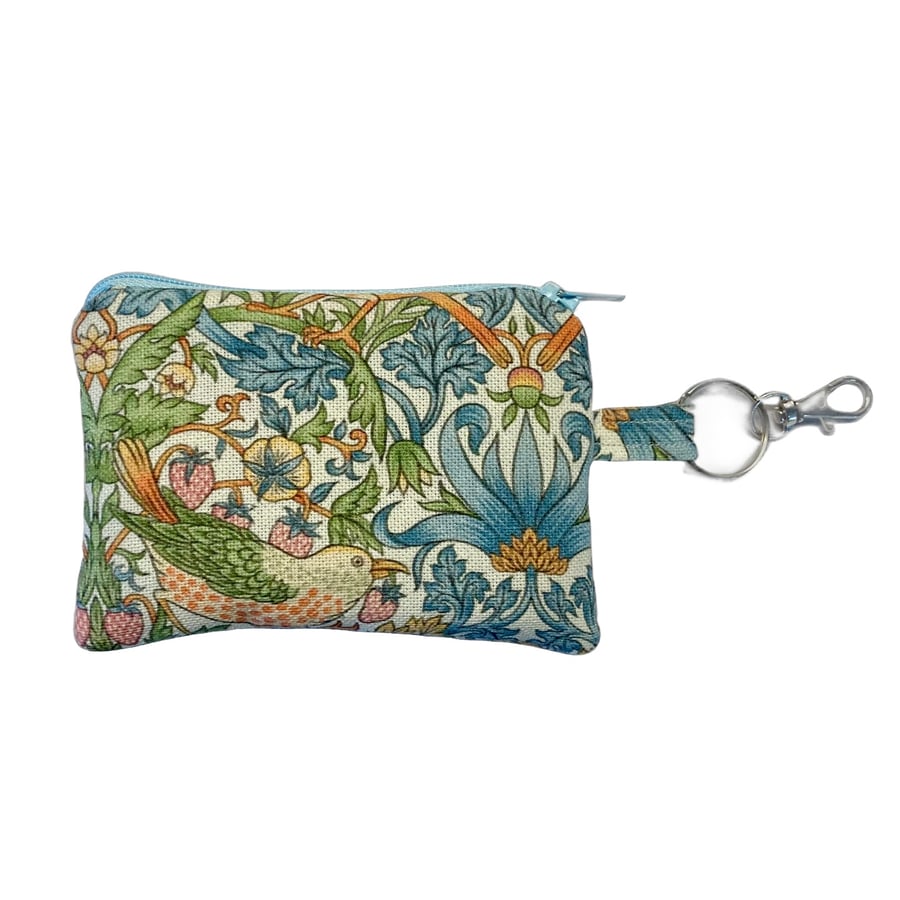 William Morris Strawberry Thief Coin Purse - Floral Zipped Purse - Handmade Gift