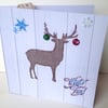 Christmas Cards Five PK,Xmas Stag Design,Handmade Cards.
