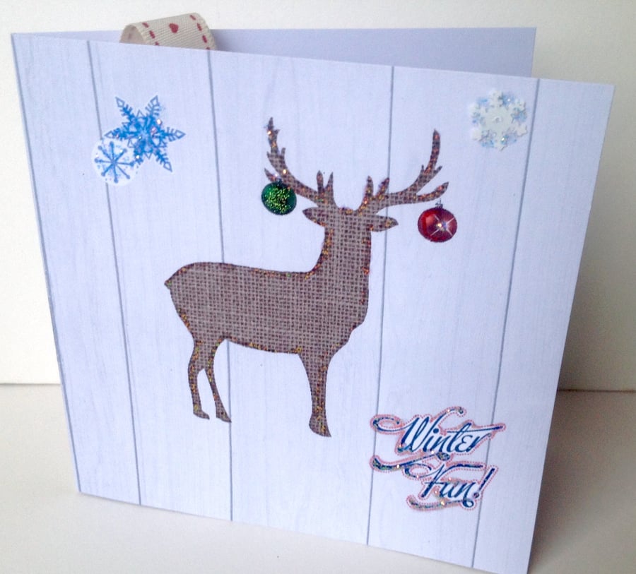 Christmas Cards Five PK,Xmas Stag Design,Handmade Cards.