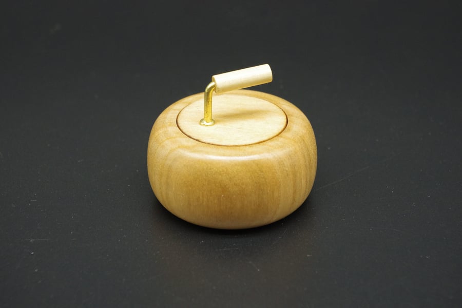 Wooden Ring Box. Handmade in the form of a miniature curling stone.