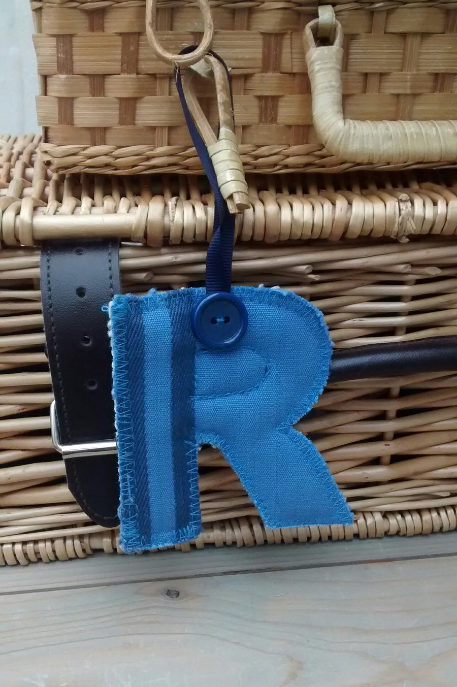 Fabric Initial R, Hanging Letter Decoration, Personalised Gift Tag