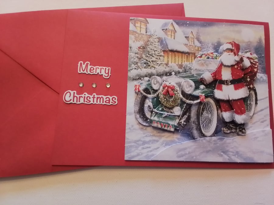 Christmas card. Santa. Wintery scene card. Ref 289