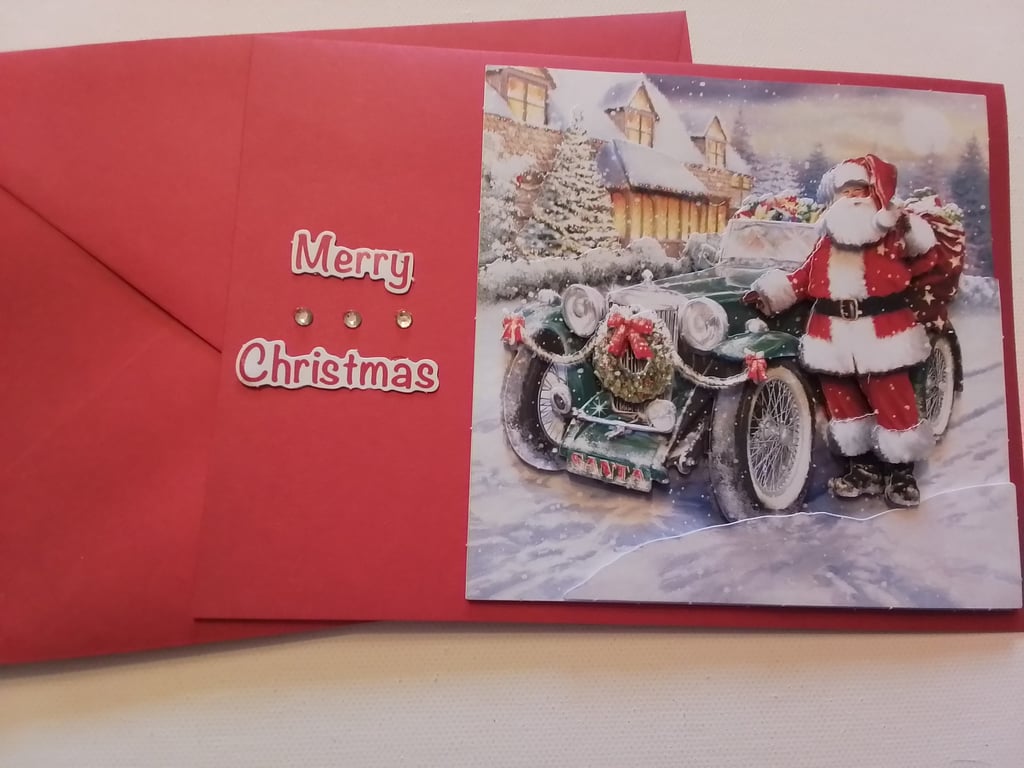 Christmas card. Santa. Wintery scene card. Ref 289