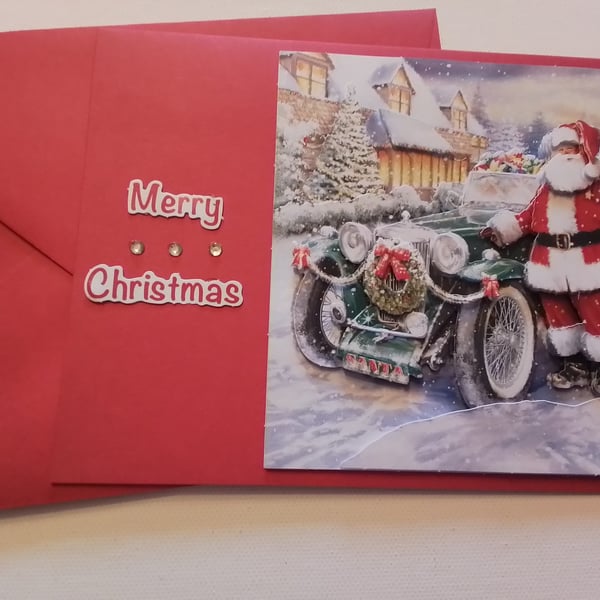 Christmas card. Santa. Wintery scene card. Ref 289