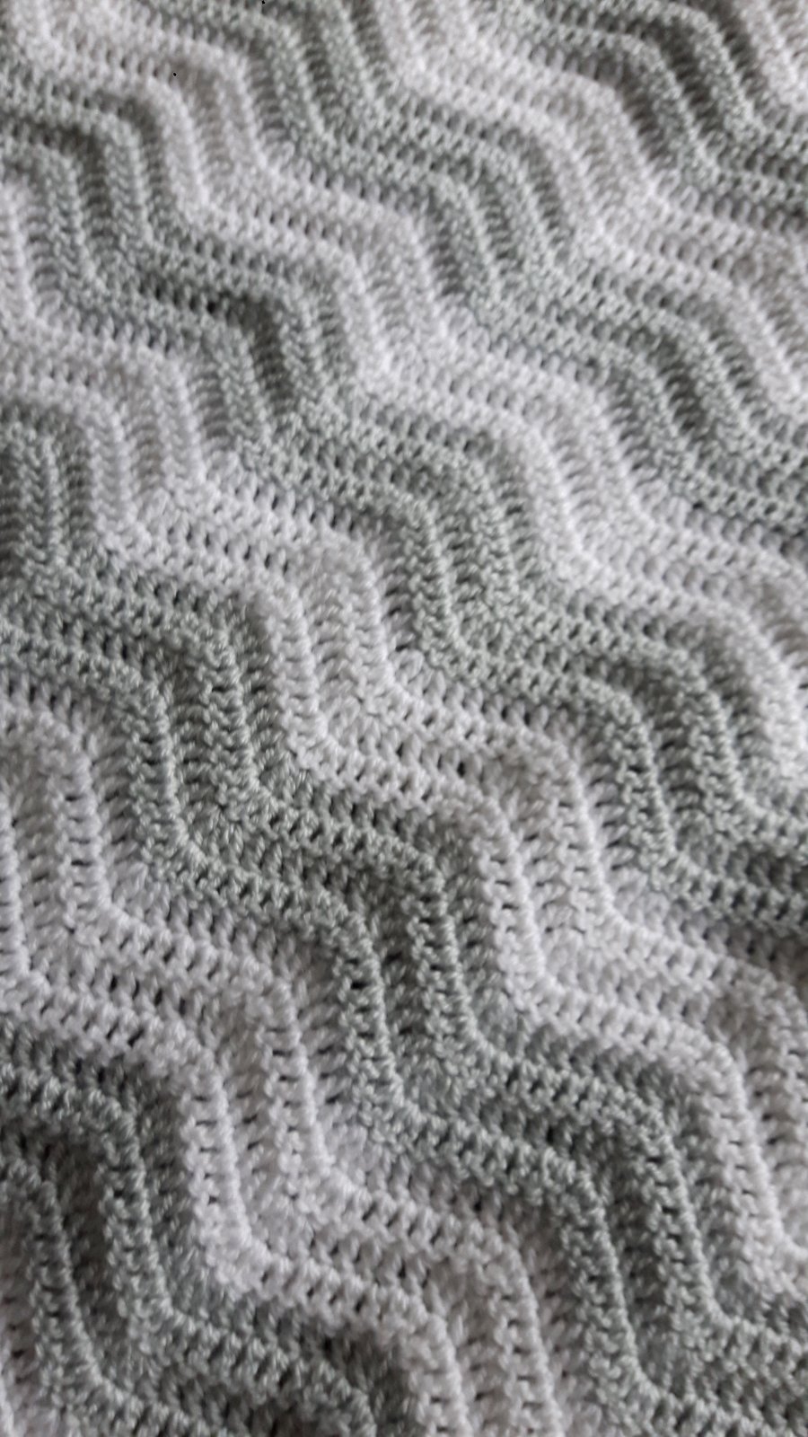 Crochet Ripple Baby Blanket Grey & White