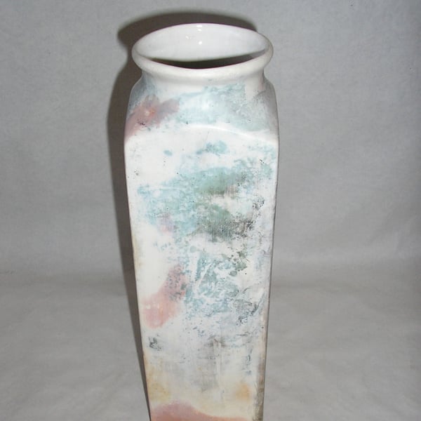 POTTERY TALL DECORATIVE SQUARE VASE 11 INS TALL X 3 INS WIDE