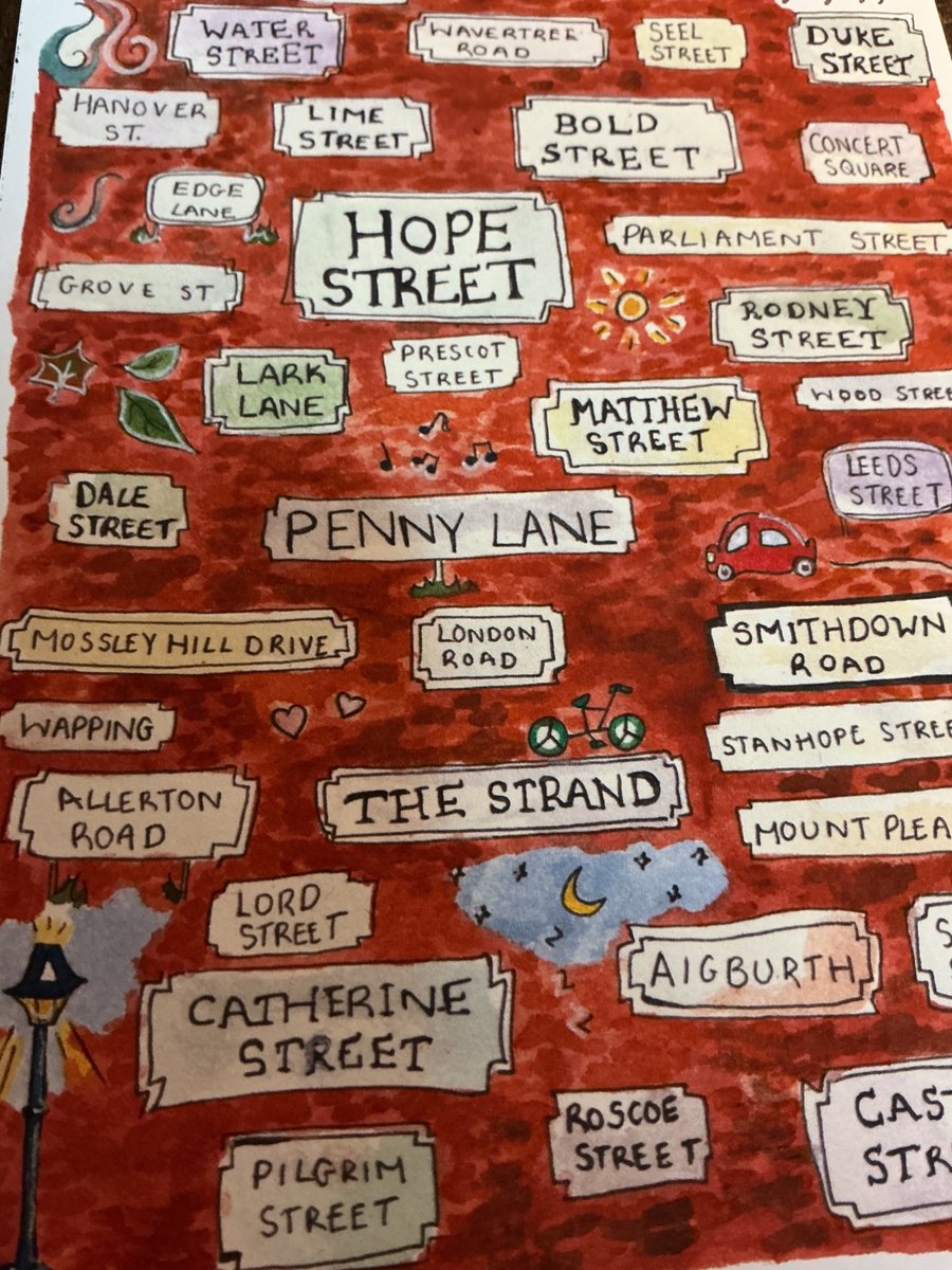 Liverpool city street signs watercolour print - Folksy