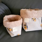 Handmade Reversible Bee Storage Boxes (Set of 2) – Sustainable Upcycled Fabric
