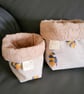 Handmade Reversible Bee Storage Boxes (Set of 2) – Sustainable Upcycled Fabric