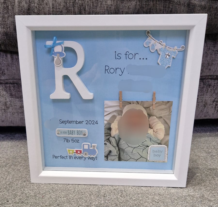 New Baby Box Frame. Welcome Baby Frame. Baby's name Frame.