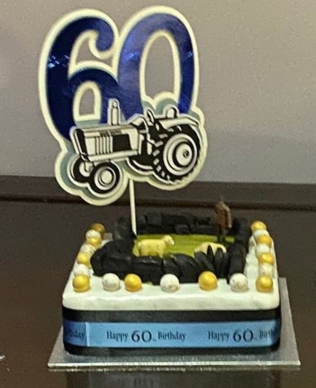 Handmade milestone birthday cake topper tractor farm themed 