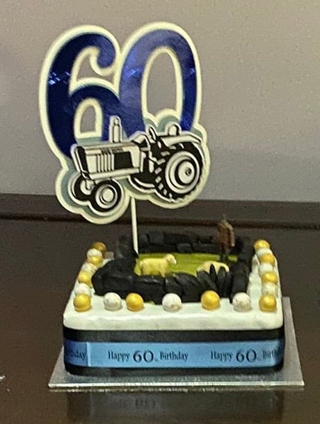 Handmade milestone birthday cake topper tractor farm themed 