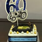 Handmade milestone birthday cake topper tractor farm themed 
