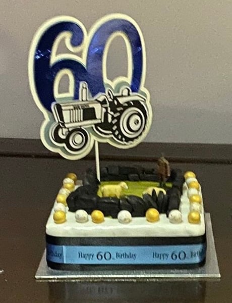 Handmade milestone birthday cake topper tractor farm themed 