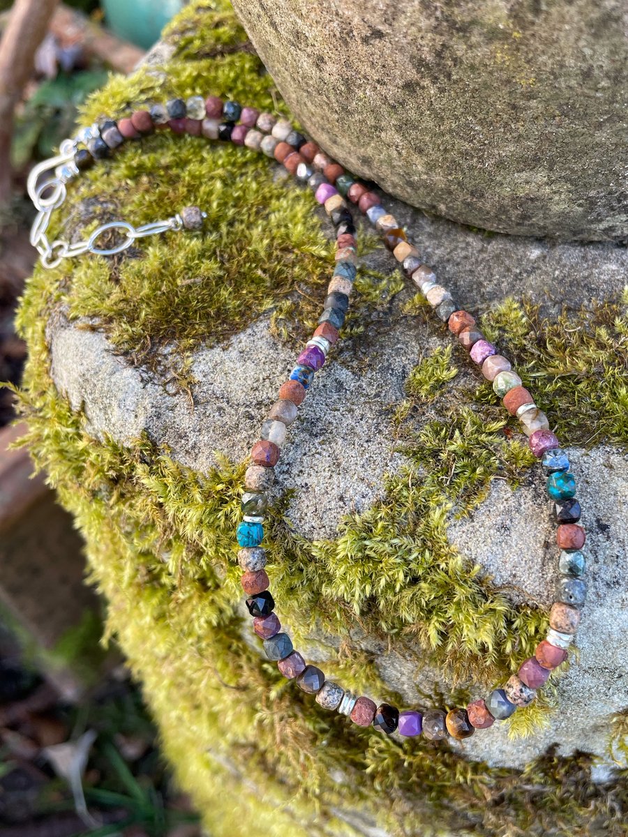 Gemstone bead necklace in earthy brown tones