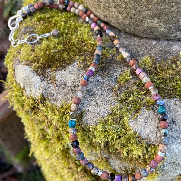 Gemstone bead necklace in earthy brown tones