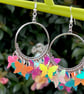 BUTTERFLY HOOPS holograph sequin festival rave kawaii cute silver plated - Image 3