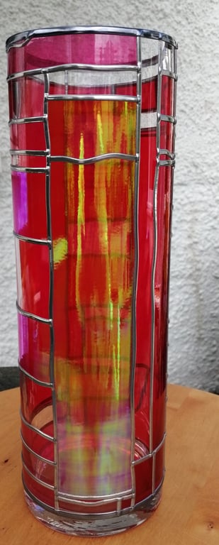 Shimmering Gold is a Tall Stained Glass Effect Flower Vase