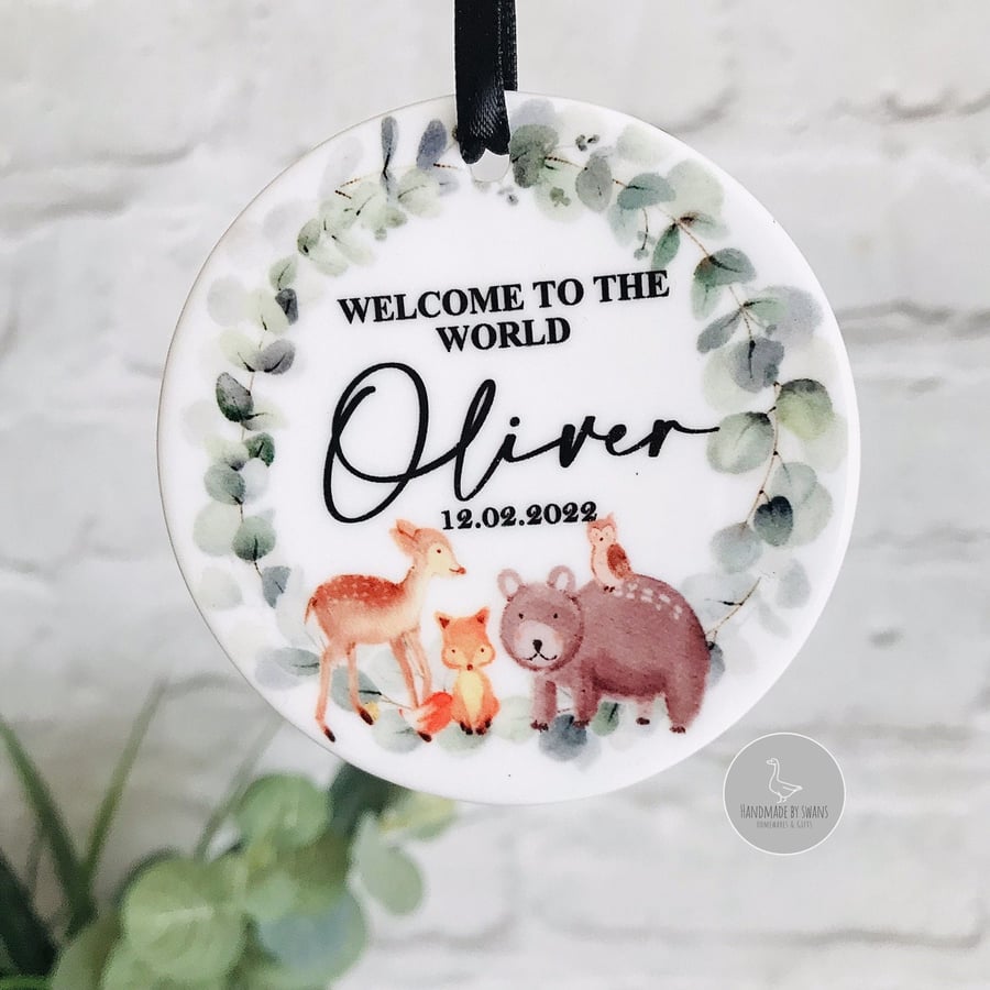 Welcome to the world ceramic ornament, New baby keepsake gift