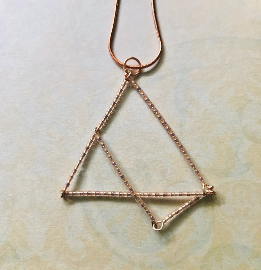 Geometric Beaded Pendant Necklace