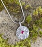 Silver and 18ct gold ruby Bloom pendant on chain