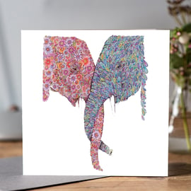 Entwined elephants greeting card (Blank)