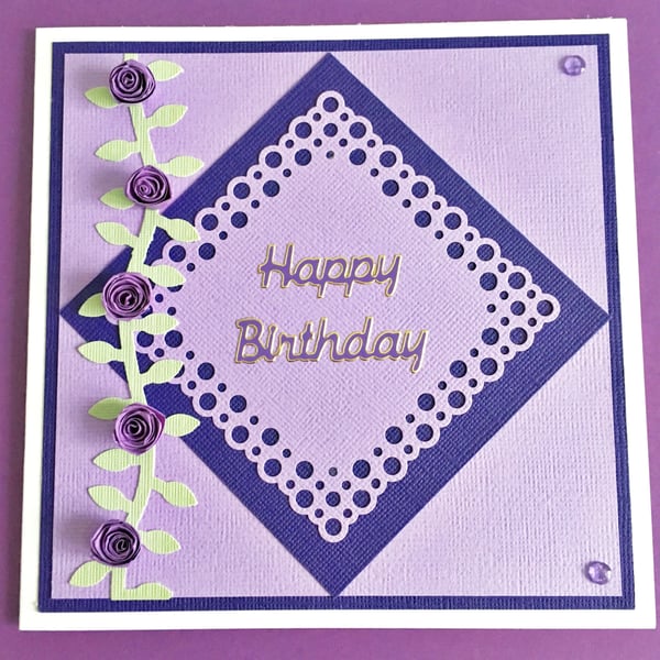 Birthday card - quilled roses