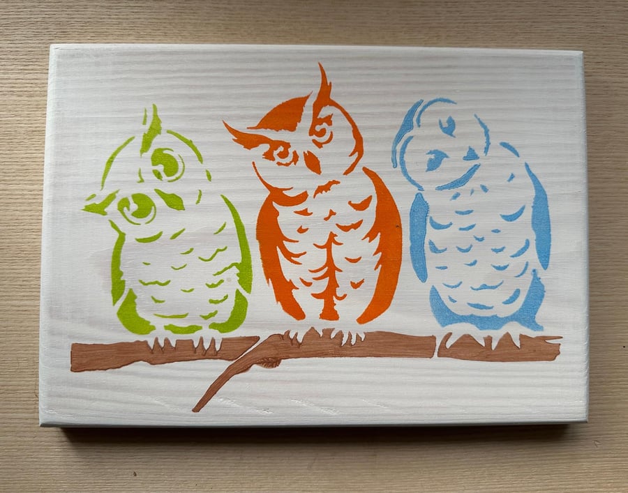 Owls Stencil Wood Art