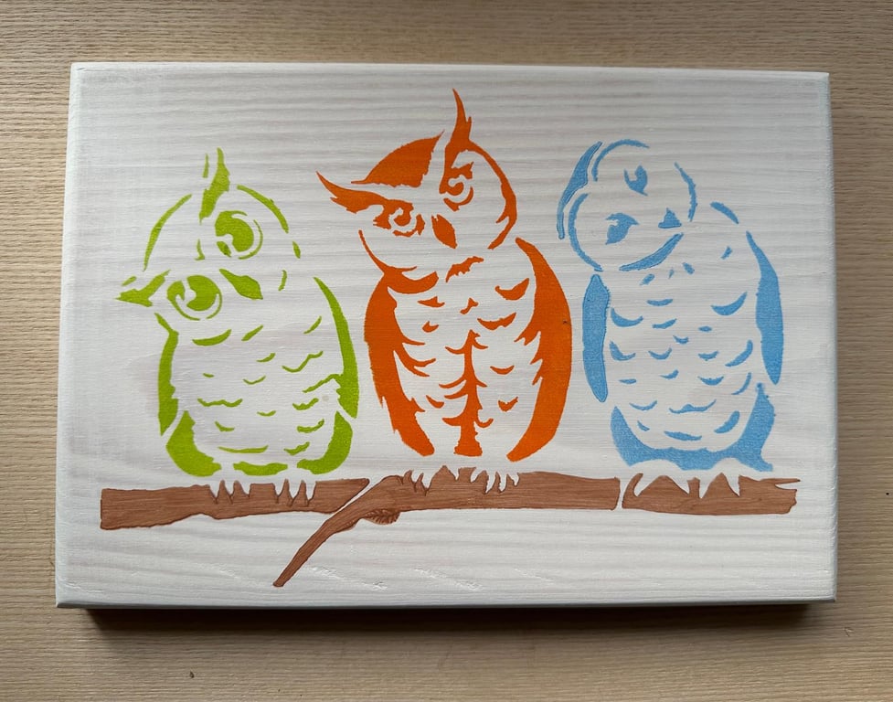 Owls Stencil Wood Art