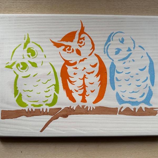 Owls Stencil Wood Art