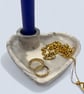 Smoky Grey Heart Shaped Candlestick with Trinket Dish for Taper Candle