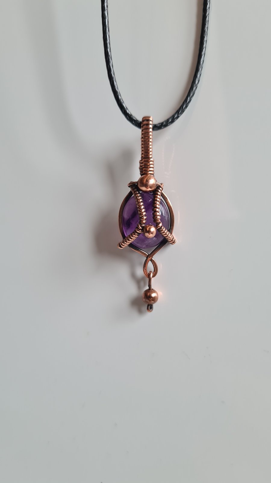 Natural Purple Amethyst & Copper Pendant Necklace Gift Crystal Jewellery Jewelry