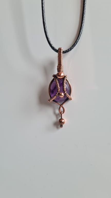 Natural Purple Amethyst & Copper Pendant Necklace Gift Crystal Jewellery Jewelry