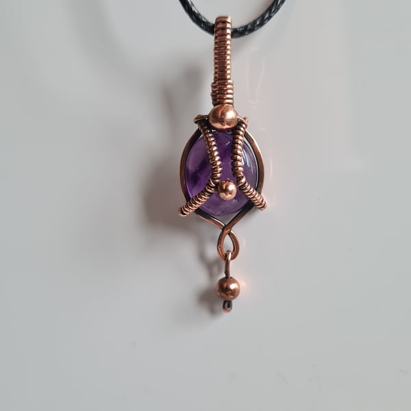 Natural Purple Amethyst & Copper Pendant Necklace Gift Crystal Jewellery Jewelry
