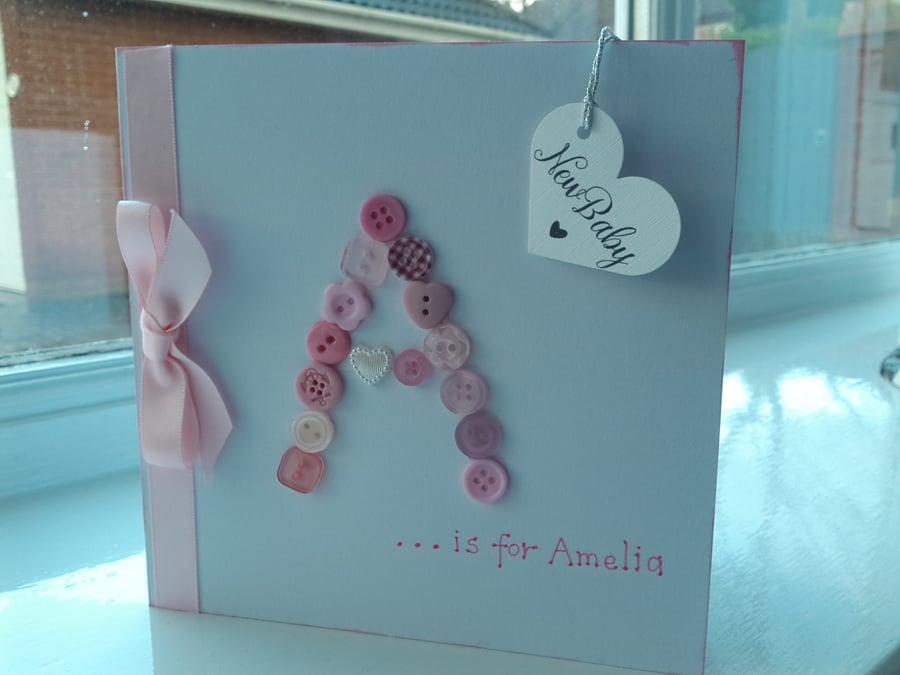 Personalised new baby girl card