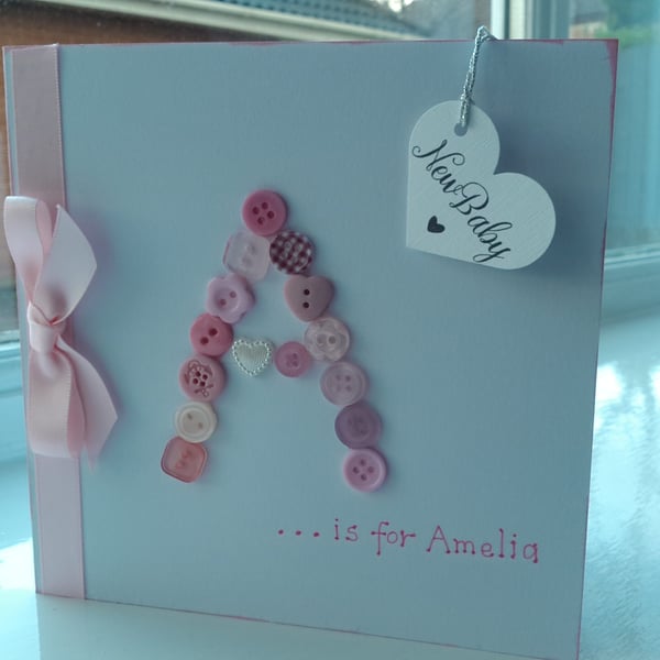 Personalised new baby girl card