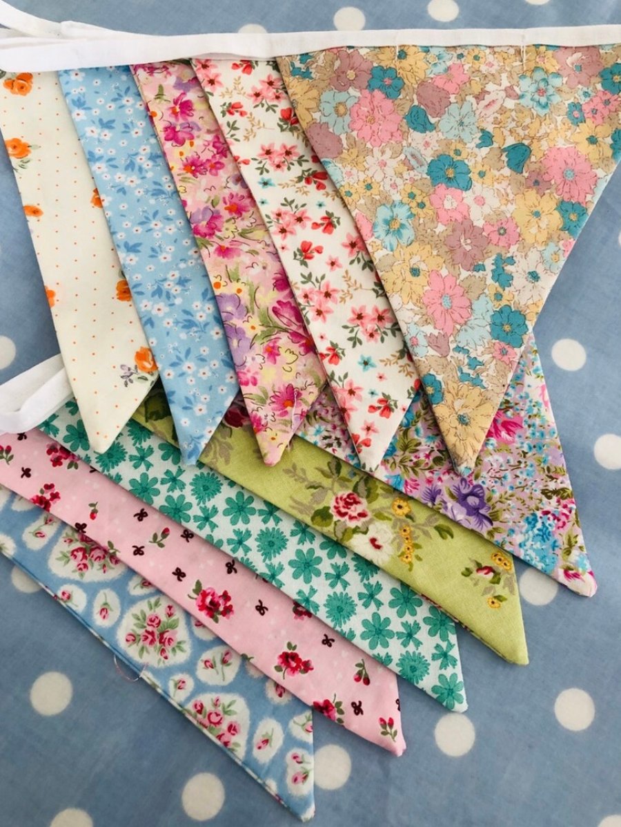 Boho  fabric bunting, cotton fabric bunting 