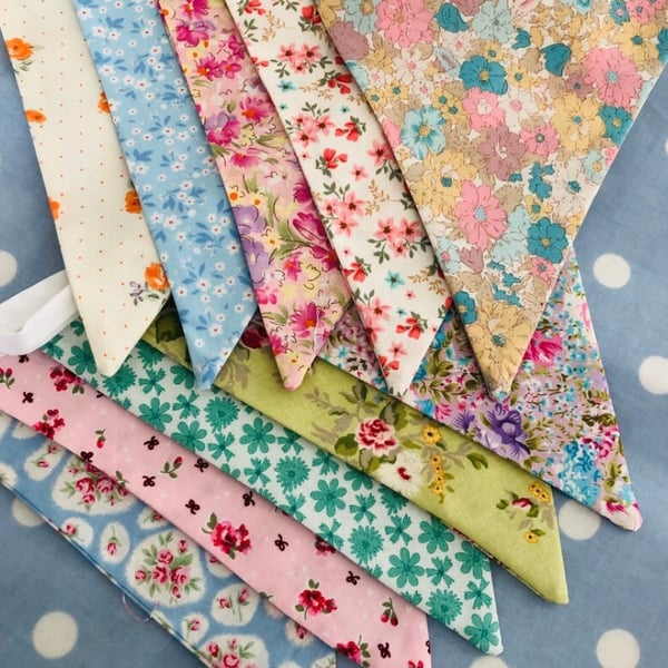 Boho  fabric bunting, cotton fabric bunting 