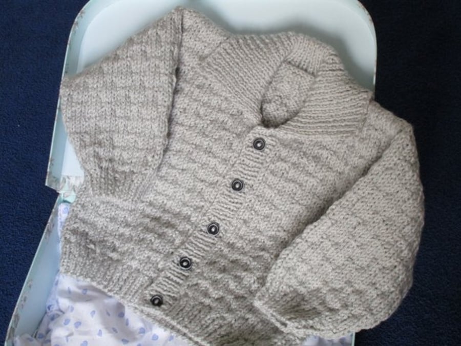 18" Boys Grey Cardigan with Collar