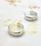 Silver Hoops Hammered Texture Handmade - Image 2