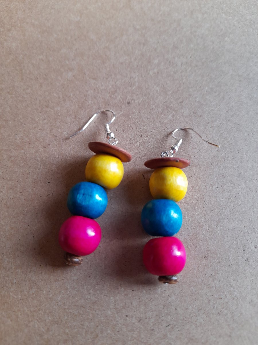 Wooden bead earrings