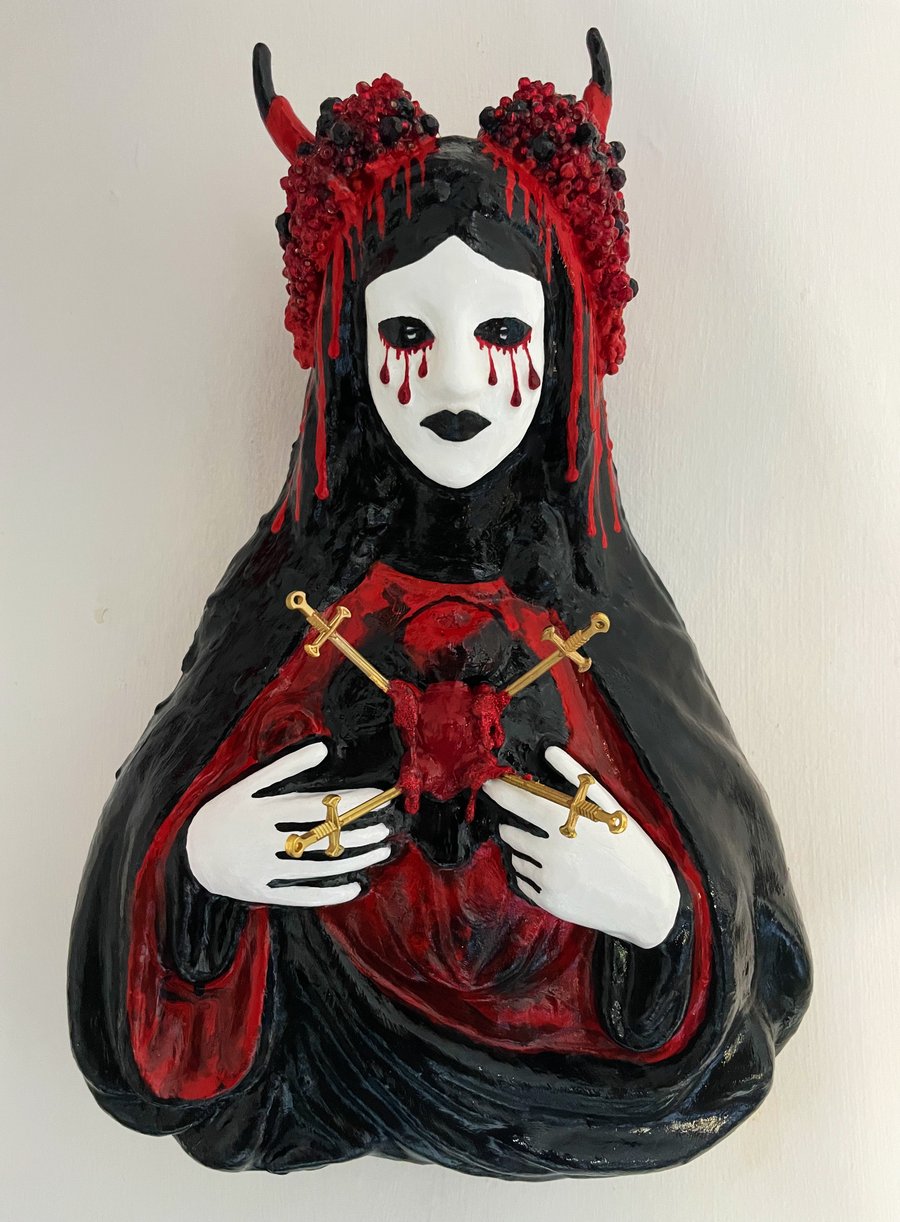 Gothic Blood Devil Virgin Mary Wall Hanging Sculpture