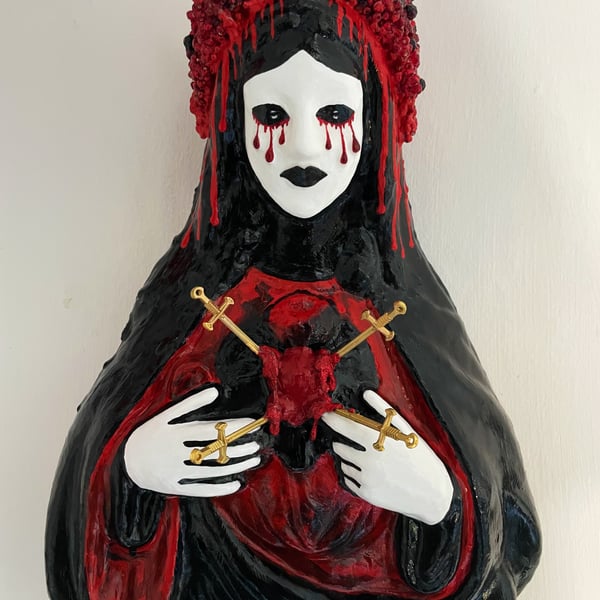 Gothic Blood Devil Virgin Mary Wall Hanging Sculpture
