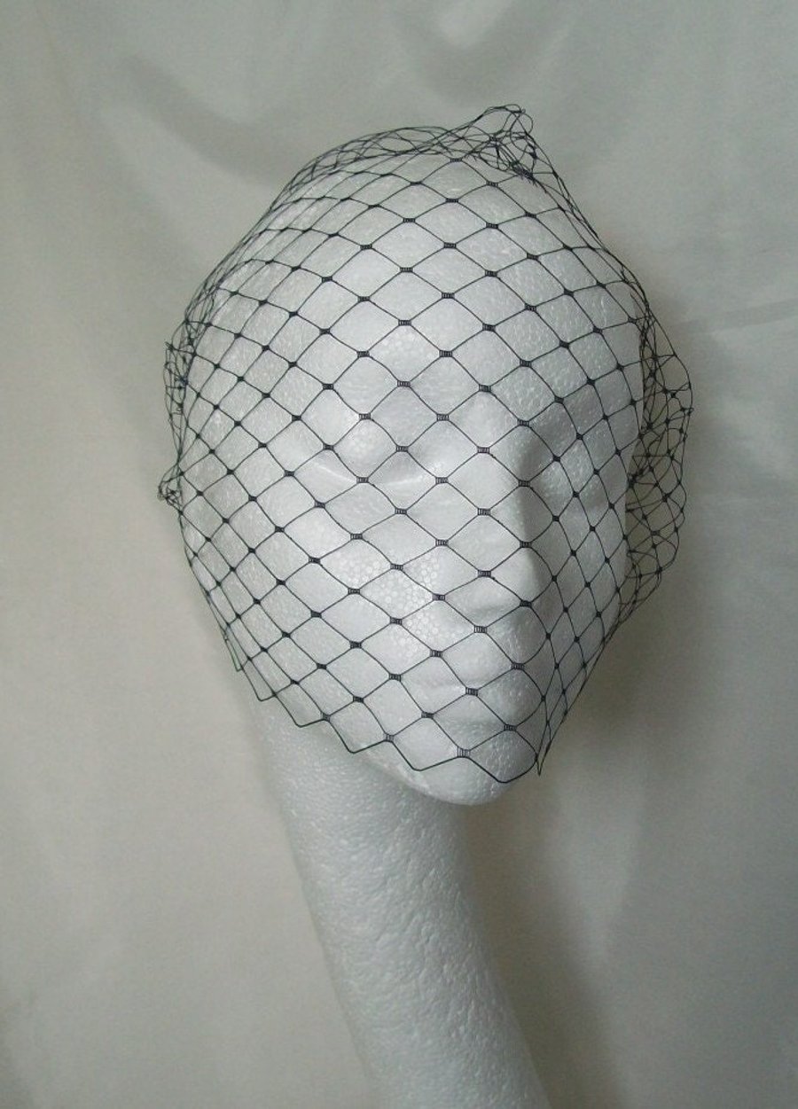 Navy Blue Merry Widow Dramatic Birdcage Bandeau Blusher Wedding Bridal Veil 