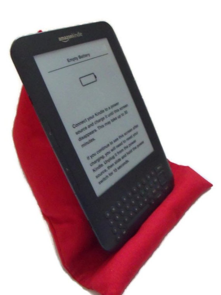 hands free tablet cushion or kindle holder, maroon fabric
