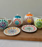 Hand Painted Mandala Ceramic Sugar Bowl, Retro Modern Pottery - Image 7