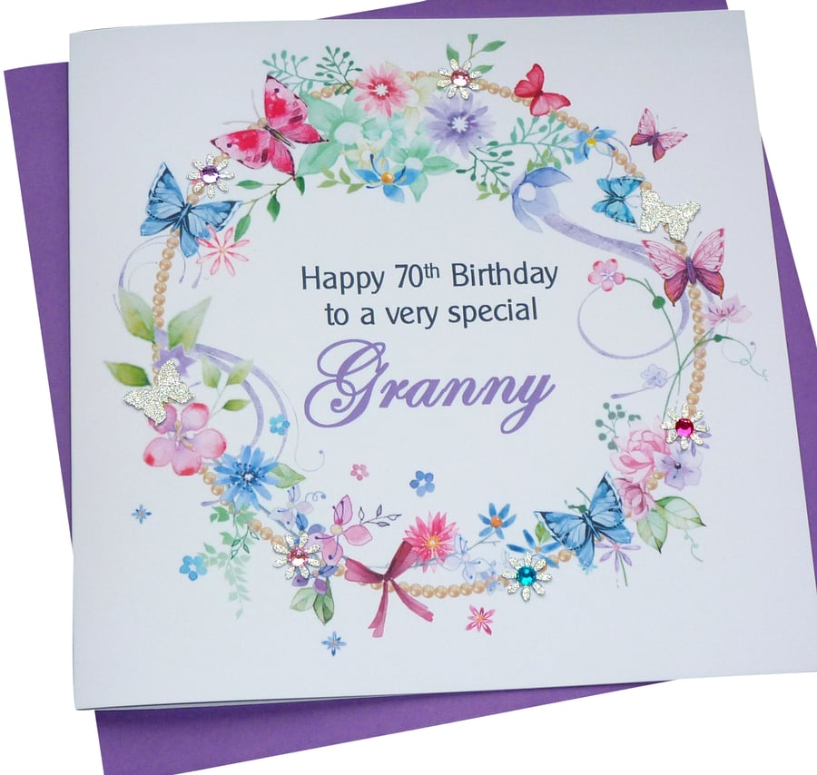 Handmade Personalised floral Butterfly design card
