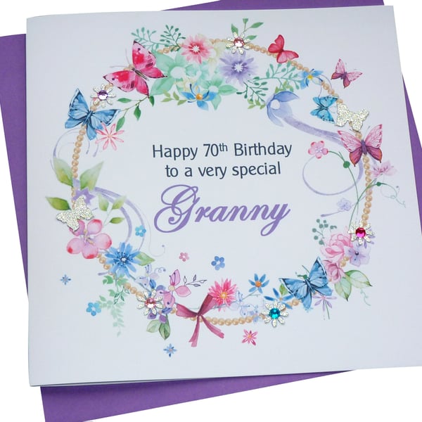 Handmade Personalised floral Butterfly design card